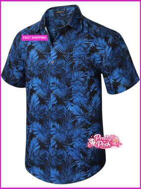 Men's Hawaiian Shirt Short Sleeve Casual Summer Beach Aloha Floral Button Down
